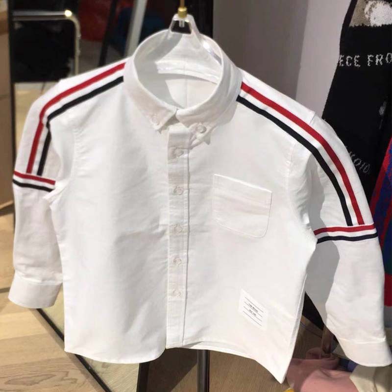 21 The new spring and autumn tb Children shirt Boy ins Children leisure time Easy Lapel Long sleeve Cotton shirt