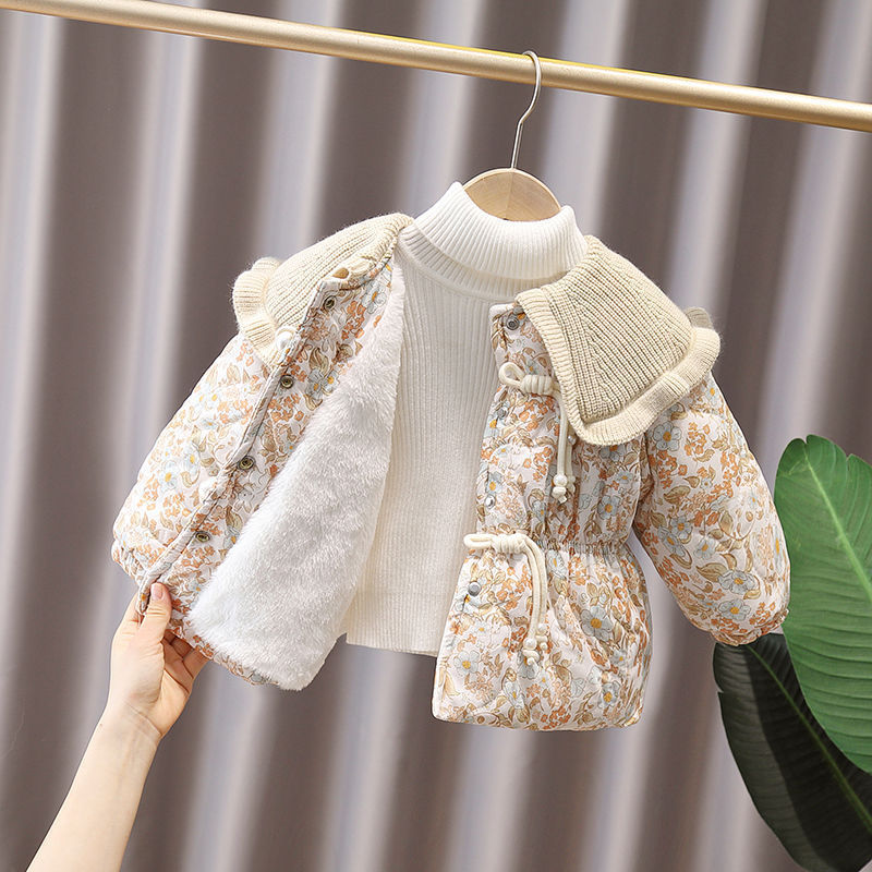女童加绒棉衣外套2025冬季洋气新款冬装加厚宝宝棉服棉袄保暖