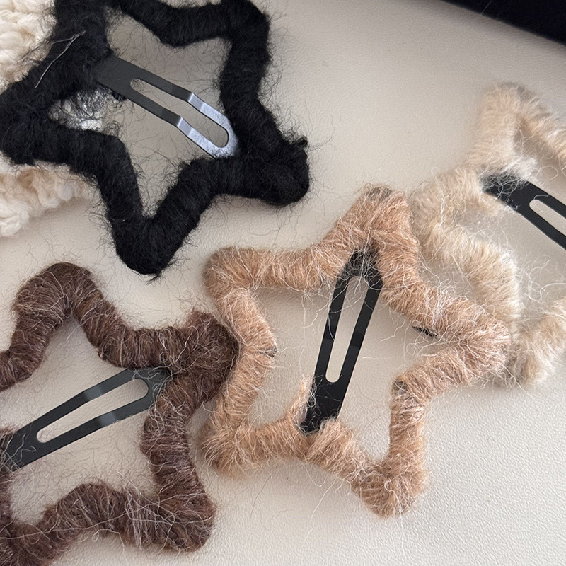 Sügisel ja talvel uus käsitsi valmistatud villane juuksenõel Winding Star elegantne tukk klamber katki juuksenõel Plush Clip juuksenõel_voghion.com