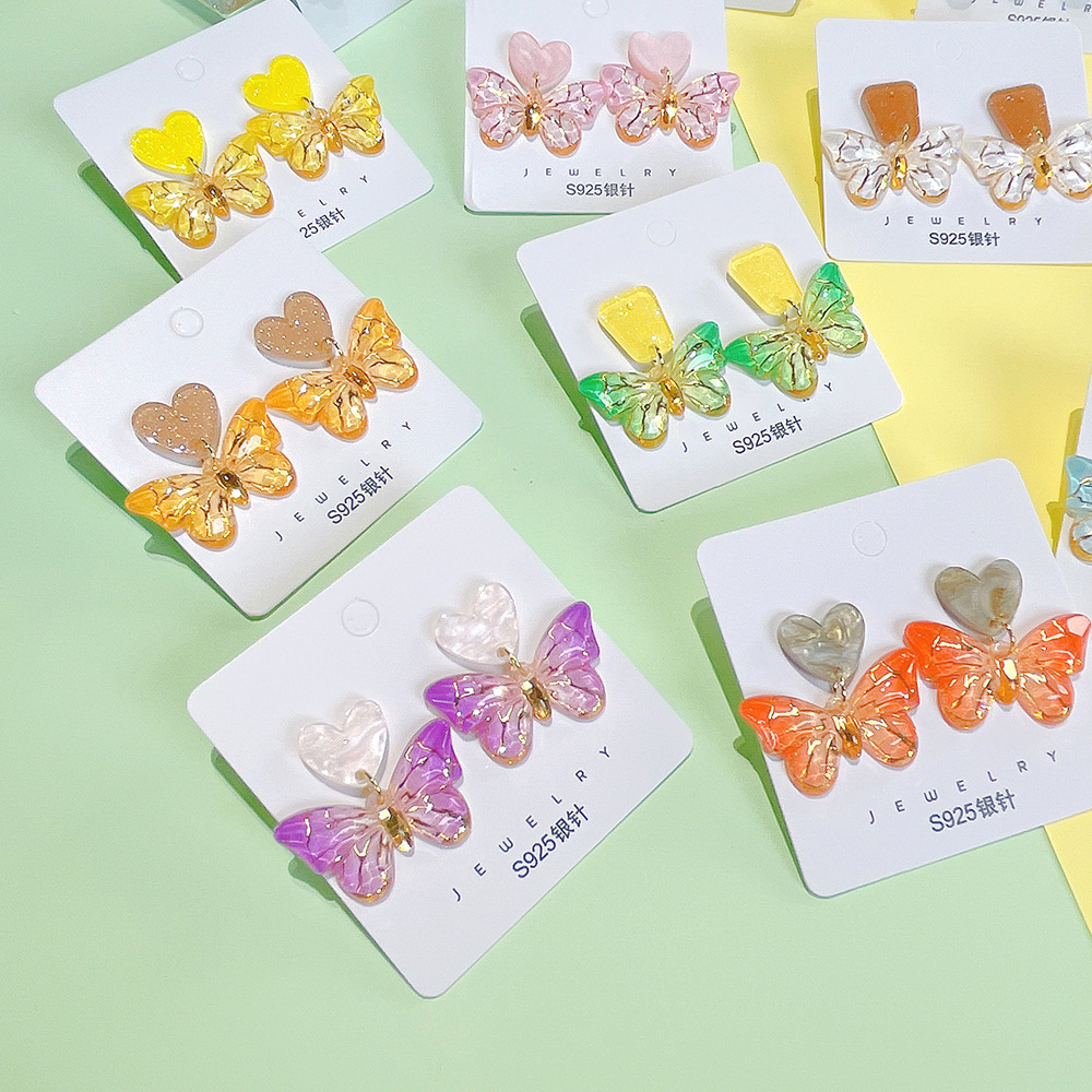 12g Weight Drop Earrings Classification 1 Pair Quantity 1 Pair Cute Heart Shape Printing Arylic Drop Earrings