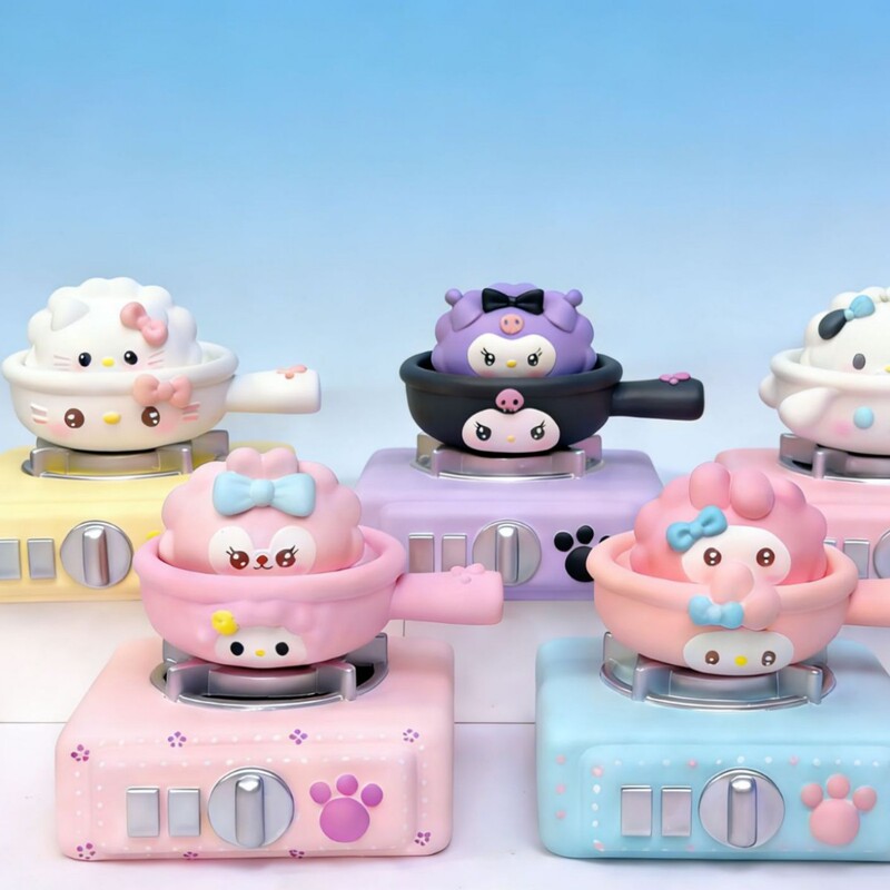 Miniature Kitchen Toy Series: Gas Stove, Frying Pan, Cake, Pizza, Plaster Dolls, Handmade DIY Artwork