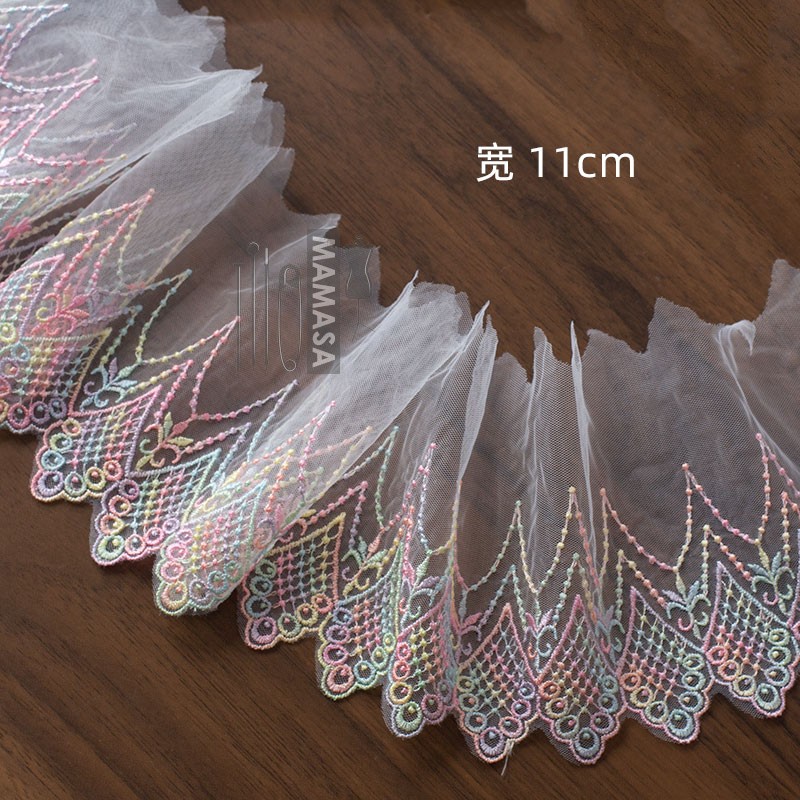 Alta calidad dopamina sueño bordado colorido hilo de malla encaje DIY mano lolita ropa tela accesorios para el cabello