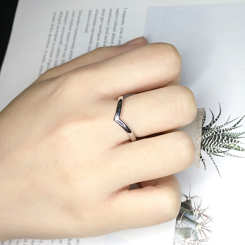 Simple Style V Shape Copper Plating Open Ring 1 Piece