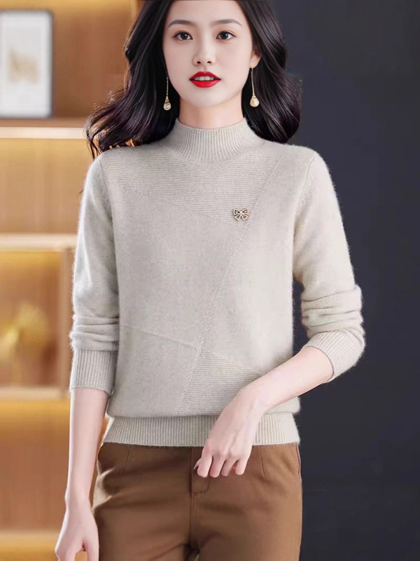羊绒毛衣女2025年新款半高领打底衫女春秋冬内搭宽松针织衫上衣保|undefined