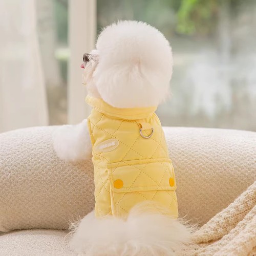 Autumn and winter small dog clothes thickened vest Teddy Bichon small dog traction cat pet warm clothing