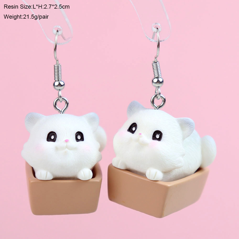 1 Paire Style De Bande Dessinée Mignon Chat Plastique Boucles D'oreilles display picture 4