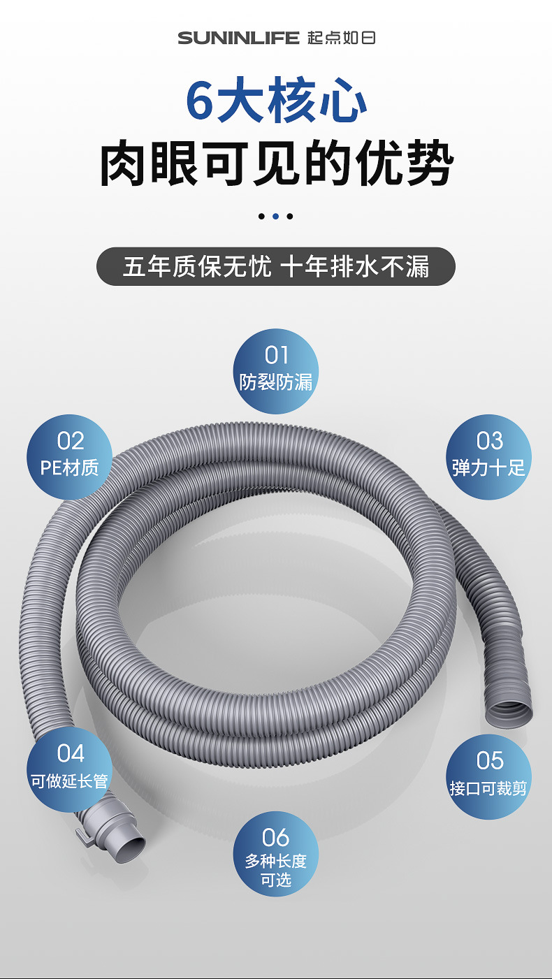 Fully automatic washing machine, universal extension drain hose for odor-preventing drum and pulsator tube.