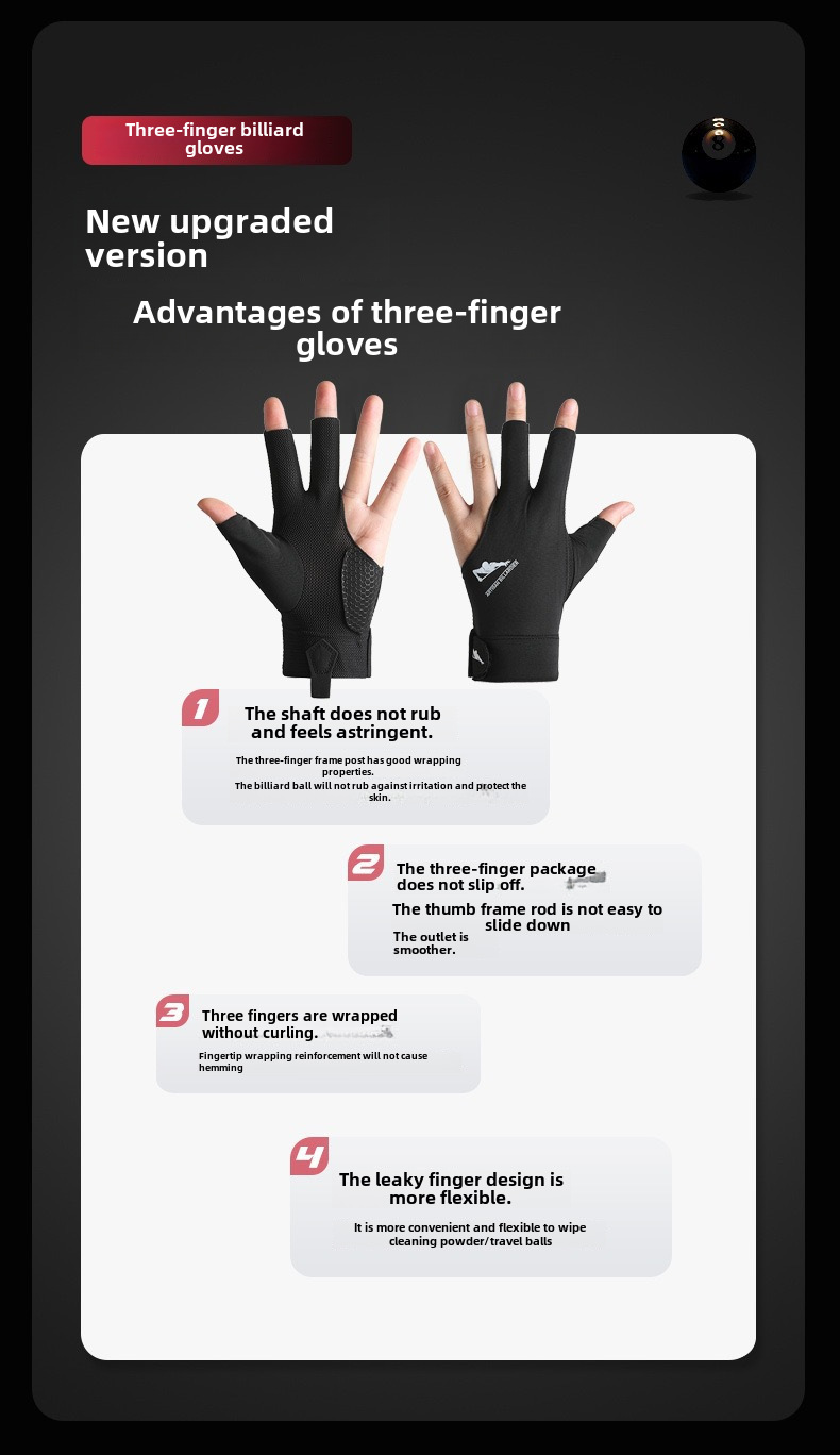 Billiards Gloves Sunscreen Men's and Women's Outdoor Snooker Non-slip Casual Thin Summer Cycling Single Pack_maomaolike.com