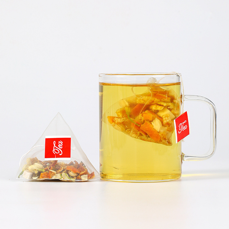 Apple Hawthorn Tea Pyramid Bags (Malus & Crataegus) — Herbal Fruit Blend with Goji & Jujube in use