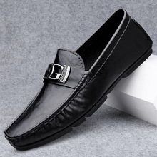 直播爆款豆豆鞋男真皮牛皮跨境高档乐福鞋简约时尚休闲一脚蹬皮鞋