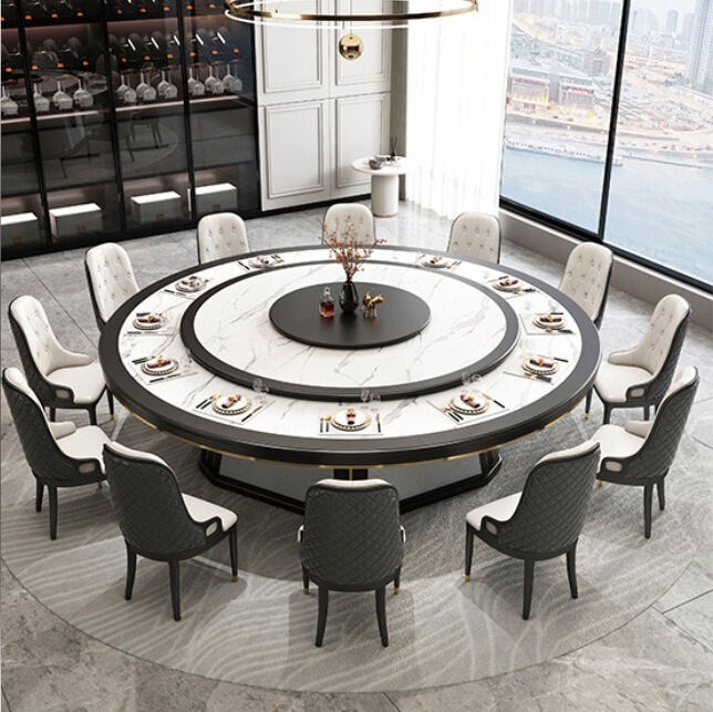Electric Dining Table Large Round Table Hotel 2m New Chinoiserie Electric Turntable Restaurant Solid Wood Slate Commercial Dining Table for 20 People Electric Dining Table Large Round Table Hotel 2m New Chinoiserie Electric Turntable Restaurant Solid Wood Slate Commercial Dining Table for 20 People