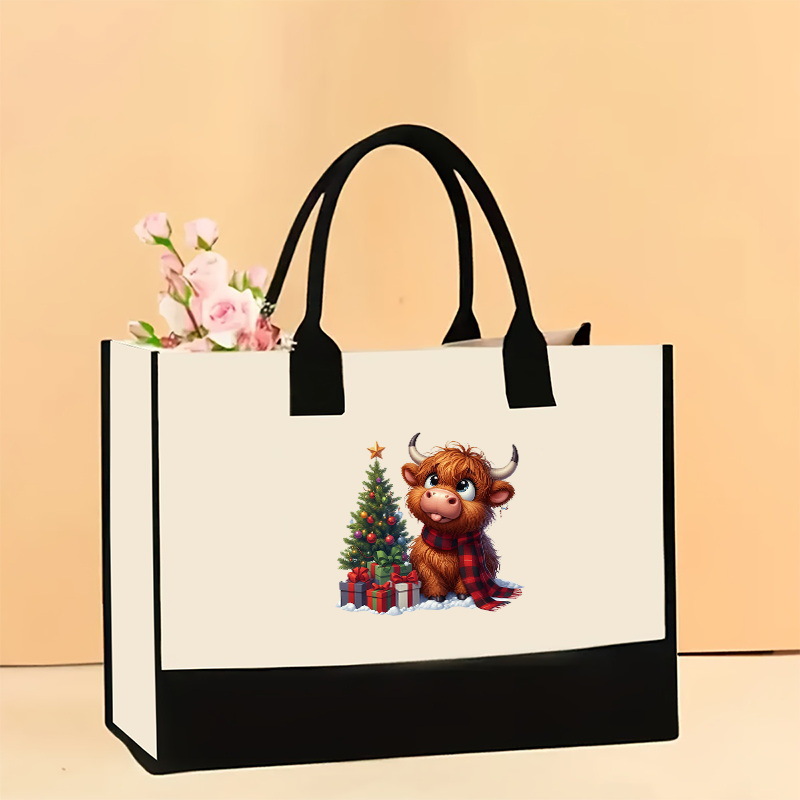 Bolso de hombro de lona de venta caliente transfronterizo Bolso Tote impreso de gran capacidad Bolso de compra portátil ligero de moda para mujer