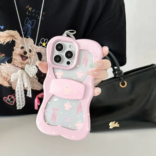 带帽小兔ins风蝴蝶结支架适用苹果16/15iphone13PROMAX手机壳小众