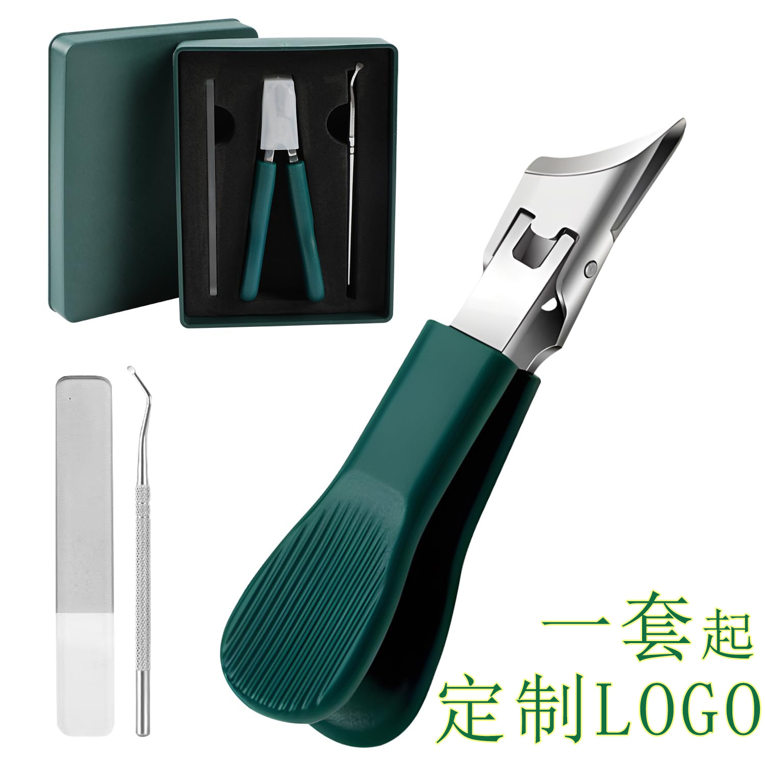 Large opening sharp slant nail clippers high-grade anti-splash nail clippers hawk beak slant thick toenail pliers 3-piece set