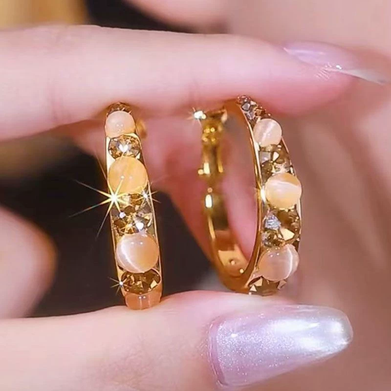 Earrings, cat's eye, bright catchy style