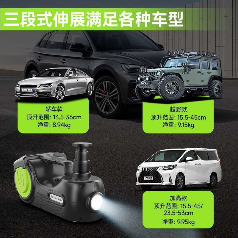 跨境供应ZS12V三合一电动液压千斤顶越野版SUV厂家供应换胎|undefined