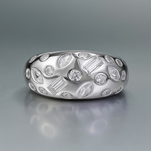 慕景珠宝 欧美新品S925银不规则满钻戒指百搭男女高档戒指跨境款