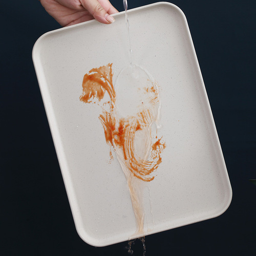 Wheat straw tray ins style rectangular restaurant water cup tea tray kindergarten fruit household plate plastic