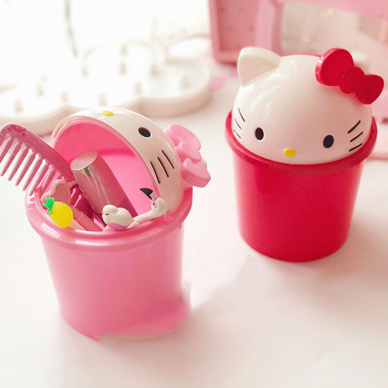 Trash Can Desktop Mini Flip Trash Can Creative Cute Girl Heart Cartoon Internet Celebrity Small Trash Can Dressing Table