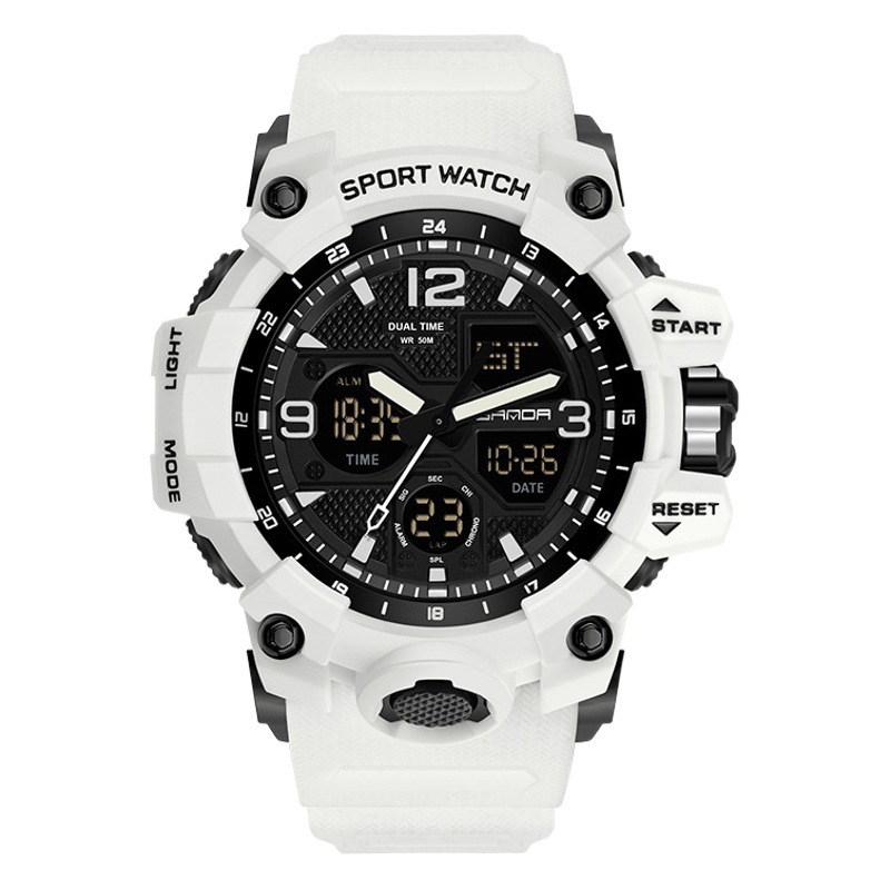 Sanda nuevo 6030 moda hombres estudiante juventud reloj electrónico impermeable multifuncional reloj al por mayor