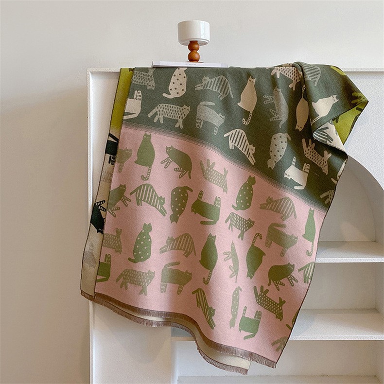 Autunno e inverno nuovo gatto colorato carino ragazza studentessa caldo scialle sciarpa di alta qualità grande 666_voghion.com