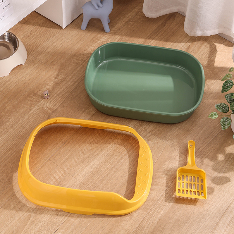 Baña de arena para gatos semicerrada inodoro para gatos a prueba de salpicaduras, banda elíptica, pedal para gatos, productos de limpieza para mascotas