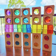 跨境宝石积木ins北欧风拼搭搭建钻石透光光影儿童启蒙多米诺玩具