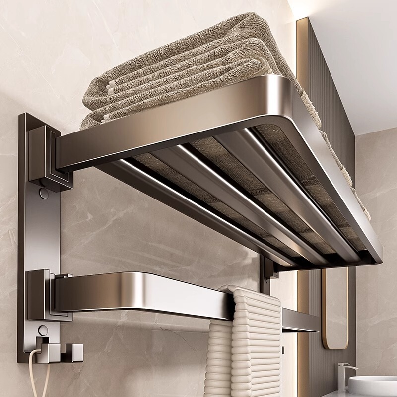 Towel Rack Punch-free Bathroom Wall-mounted Double-folding Bathroom Rack Toilet Wall-mounted Bath Towel Storage Rack Towel Rack Punch-free Bathroom Wall-mounted Double-folding Bathroom Rack Toilet Wall-mounted Bath Towel Storage Rack