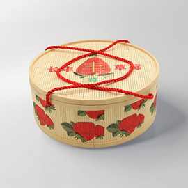 圆形水果竹篮子草莓篮茶叶篮手提礼品包装盒竹篮编织可定批发