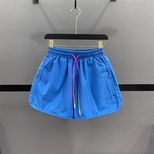 糖果色抽绳阔腿裤女夏季薄款松紧腰显瘦简约跑步运动A字速干短裤