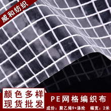 透明PE網格編織布 雙面覆膜方格網 防雨花棚手袋PE編織網格布