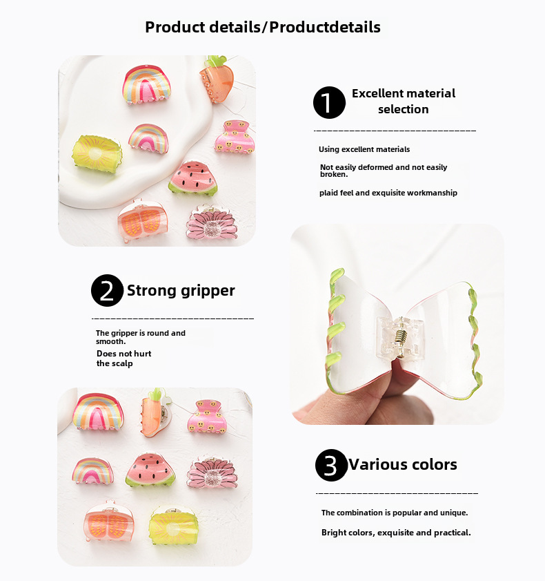 Fermagli per capelli arcobaleno in acrilico carini per frangia_voghion.com
