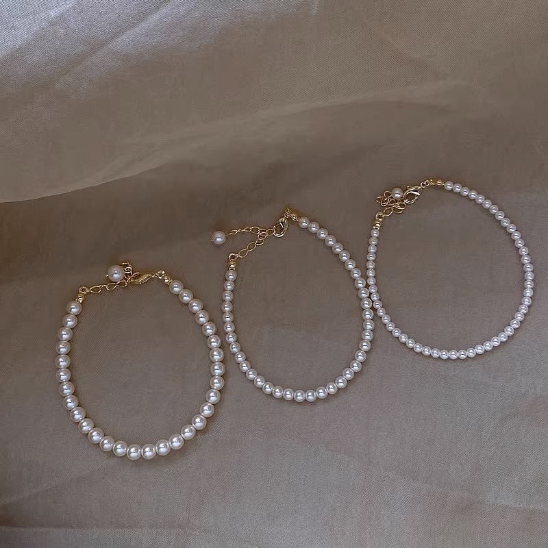 Glass Pearl Bracelet Elegant Simple Imitation Shijia Crystal Pearl Warm and Soft Feminine Elegant Stacked Bracelet