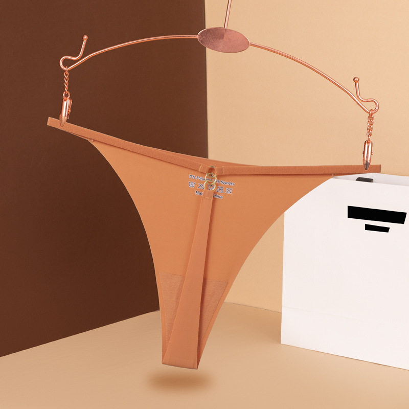 Tangas populares transfronterizas de talla europea, ropa interior sin costuras de seda helada, tanga sexy de tirantes finos para mujer de talla grande, transpirable.