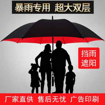 30寸超大双层自动高尔夫伞全纤维加固防风商务直杆伞广告礼品雨伞|ms