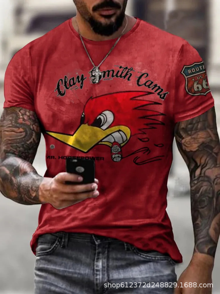 Fabricante de la fuente de los hombres de la camisa de manga corta de la calle Nueva Venta caliente de comercio electrónico transfronterizo camiseta impresa 3D arte flexible