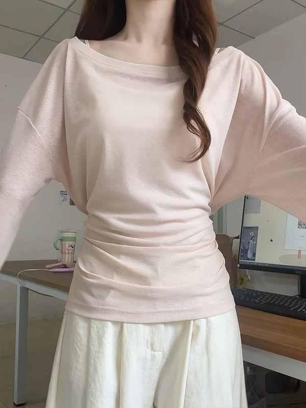 2025新款夏季薄款粉色冰丝海边绑带防晒罩衫女凉感微透甜辣妹t恤|undefined