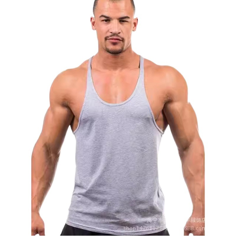 European and American Basic Fitness bodybuilding sports training vest cotton non-printed vest men