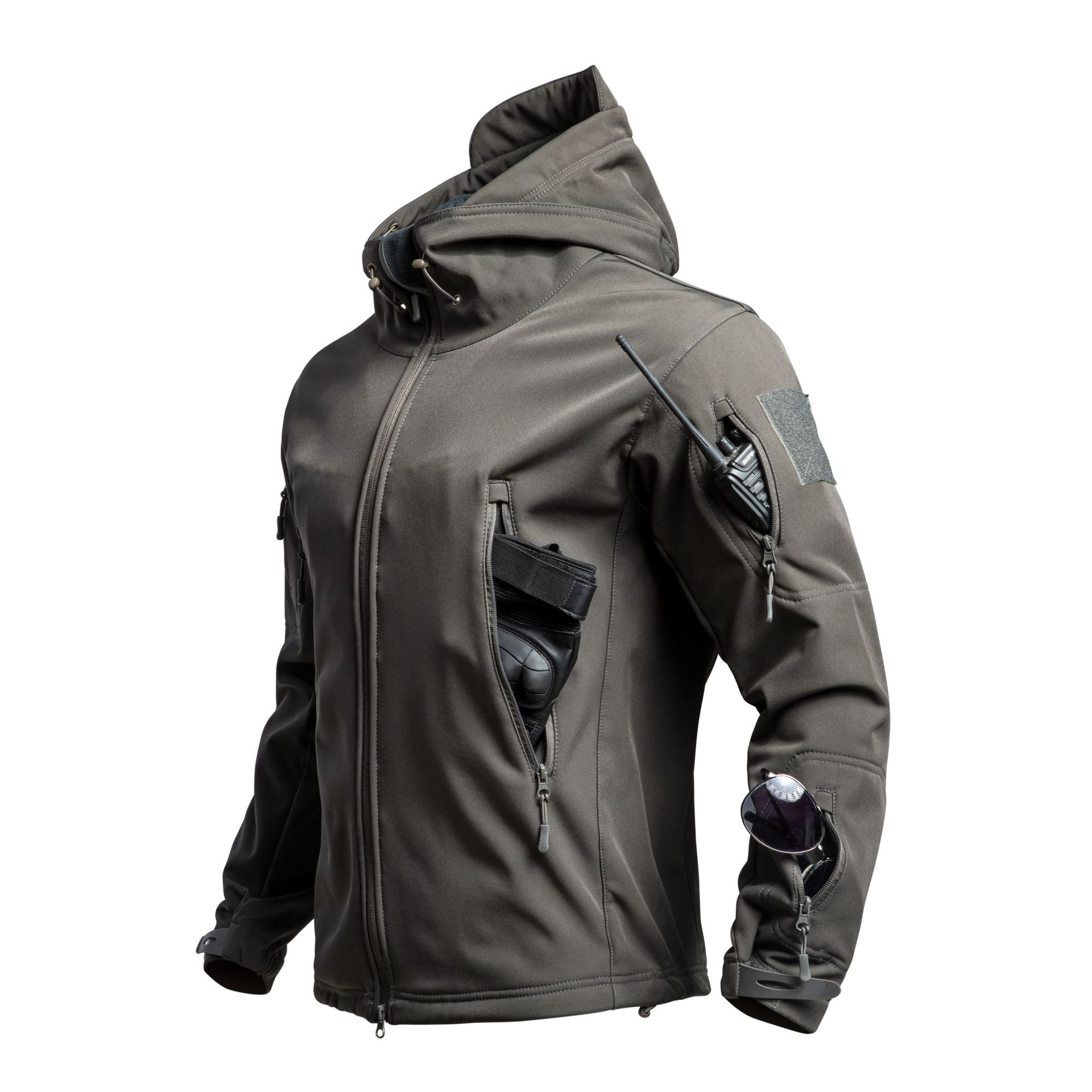 Chaqueta de caparazón suave de piel de tiburón al aire libre para hombres, primavera y otoño, invierno, pesca, esquí, ciclismo y chaqueta de alpinismo de terciopelo