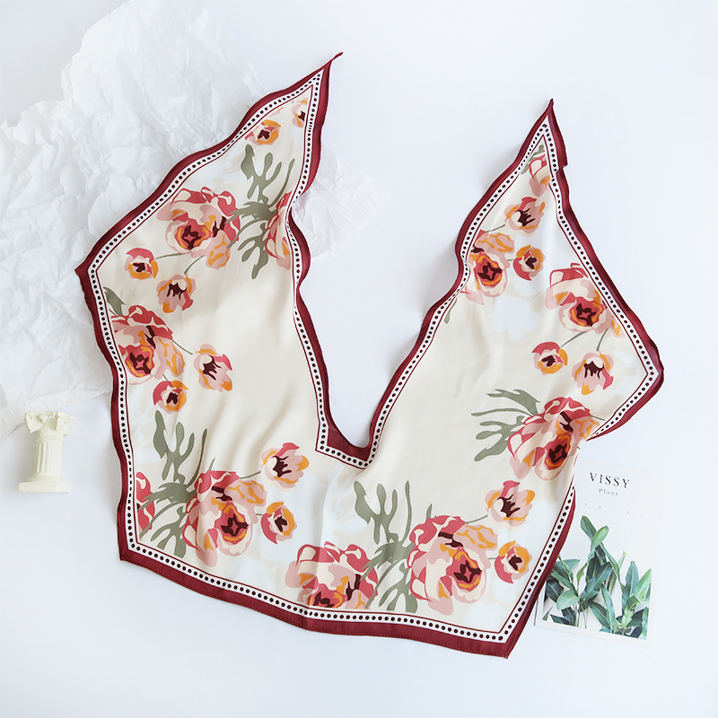 2025 nuevo bufandas de seda hexagonal bufandas de hombro alta sensación de moda de diseño minimalista de seda simulada bufandas temperamento universal