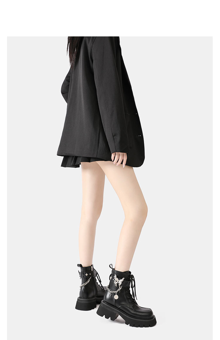 2024 Ősz/Tél Új Liquid Butterfly Martin Talpú Könnyű Knight Rövidnadrág Női Vastag Sarkú Farmer Bőr Csizma_voghion.com