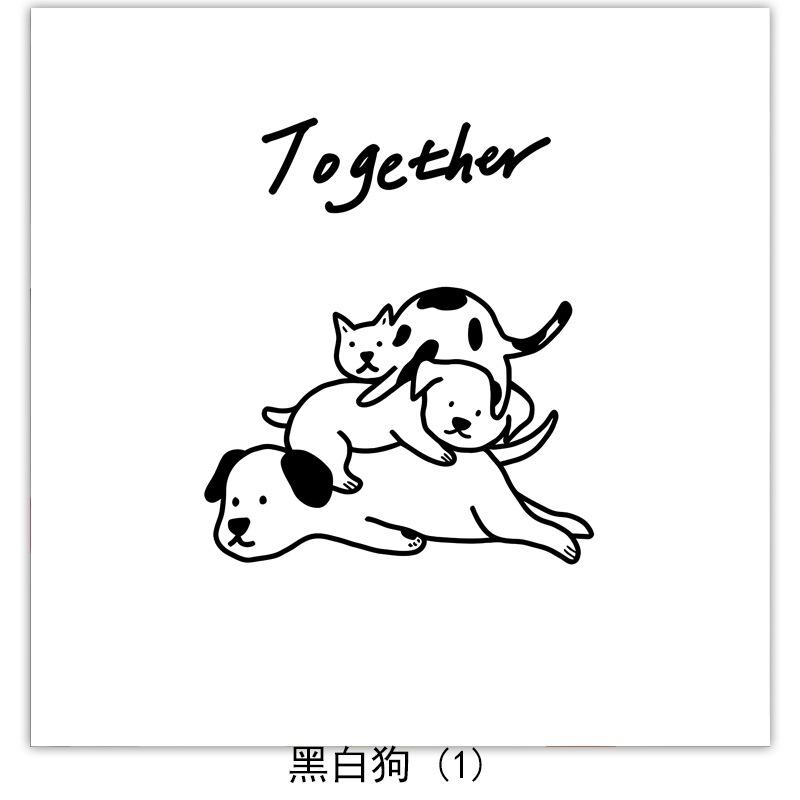 Nórdico ins estilo línea perro blanco y negro pintura decorativa dormitorio cabecera mural habitación de los niños colgando pintura decoración de escritorio núcleo