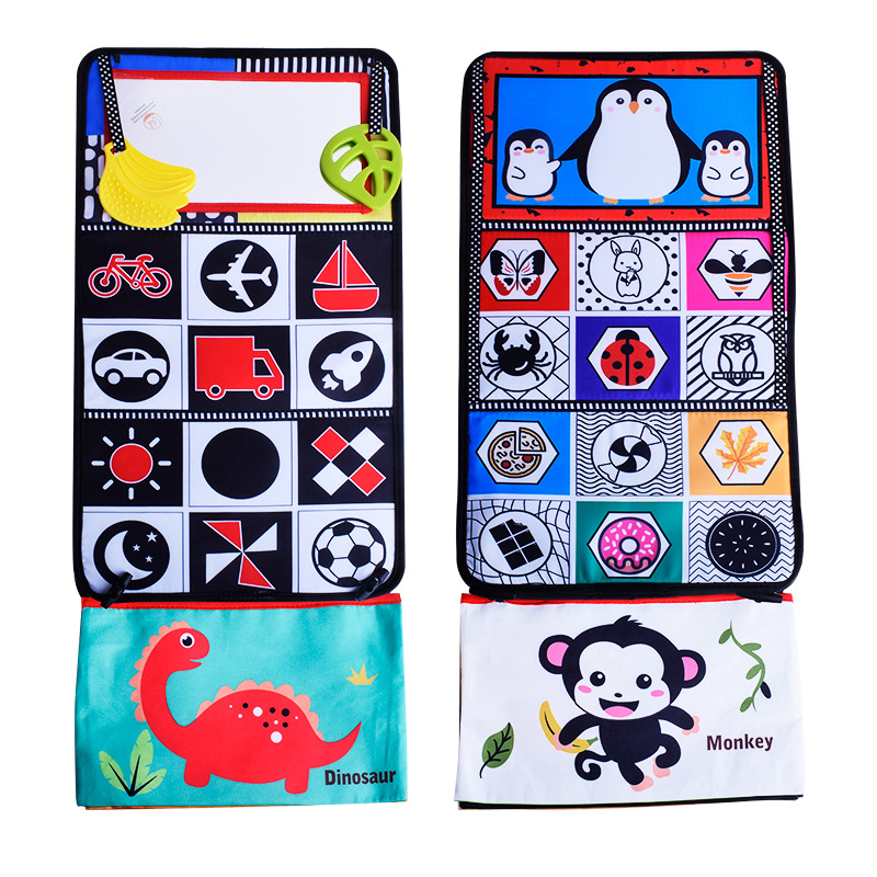 Libro de tela harem transfronterizo Coche colgante plegable cabeza entrenamiento bebé color cognitivo infantil educación temprana libro de tela