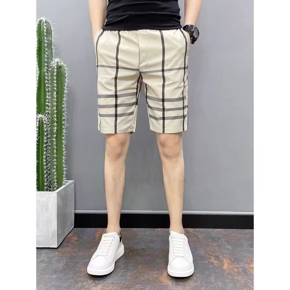 Pantalones cortos casuales para hombres de verano secado rápido delgado a cuadrillas de alta gama, pantalones deportivos rectos para hombres.