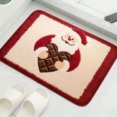 Santa Claus-themed faux cashmere bath mats, Avtomobil döşəmə paspasları - yy0721-christmas-12-4060cmskin-friendly-imitation-cashmere