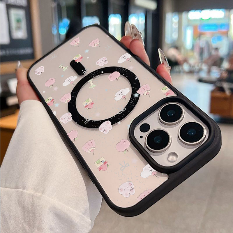 新款脏脏兔子房子适用苹果17pro黑框15 13磁吸16promax亚克力背板