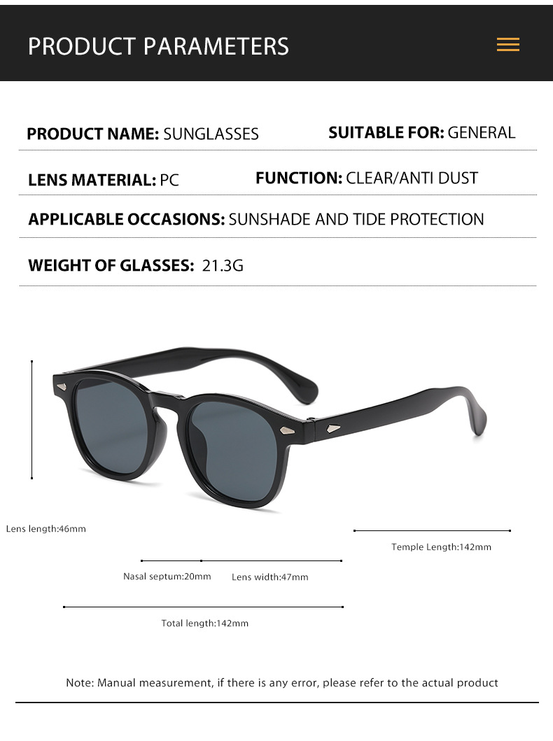 New European And American Retro Round Frame Rice Nail Sunglasses For Men Popular Sunglasses Trendy UV Resistant Sunglasses_voghion.com