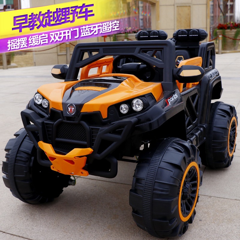 Vehículo eléctrico para niños grande bebé cuatro tracciones coche todoterreno de control remoto música iluminación educación temprana coche de batería para niños