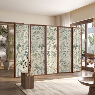 American Style Flower Screen Folding Mobile Entrance Entrance Partition Living Room Home Hotel Office Solid Wood Shading