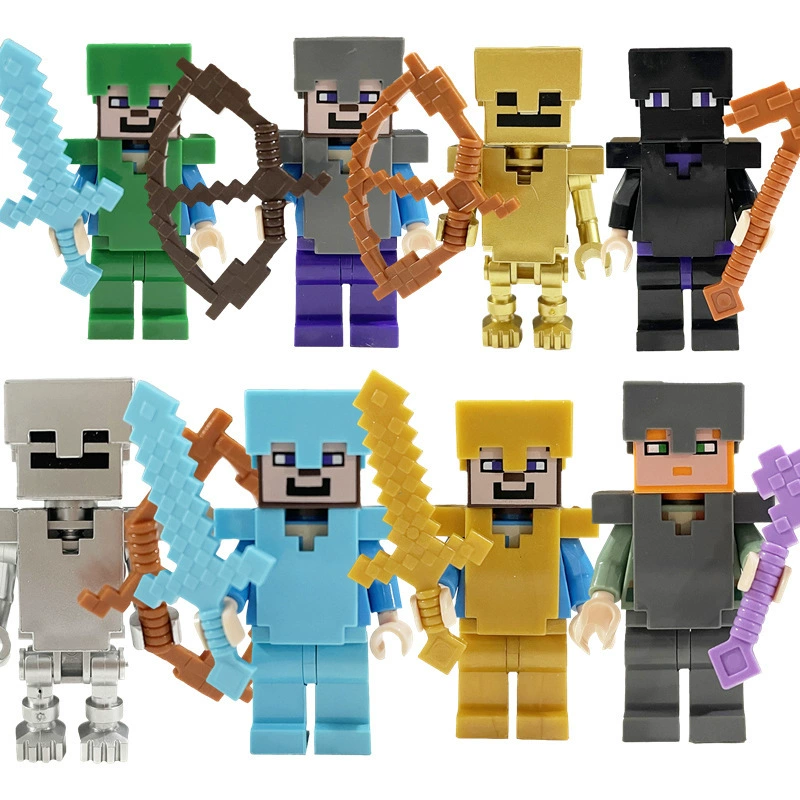 Набор минифигур Construction (LEGO) — 56 золотых и тематических минифигур с мотоциклом и 7-слойной витриной